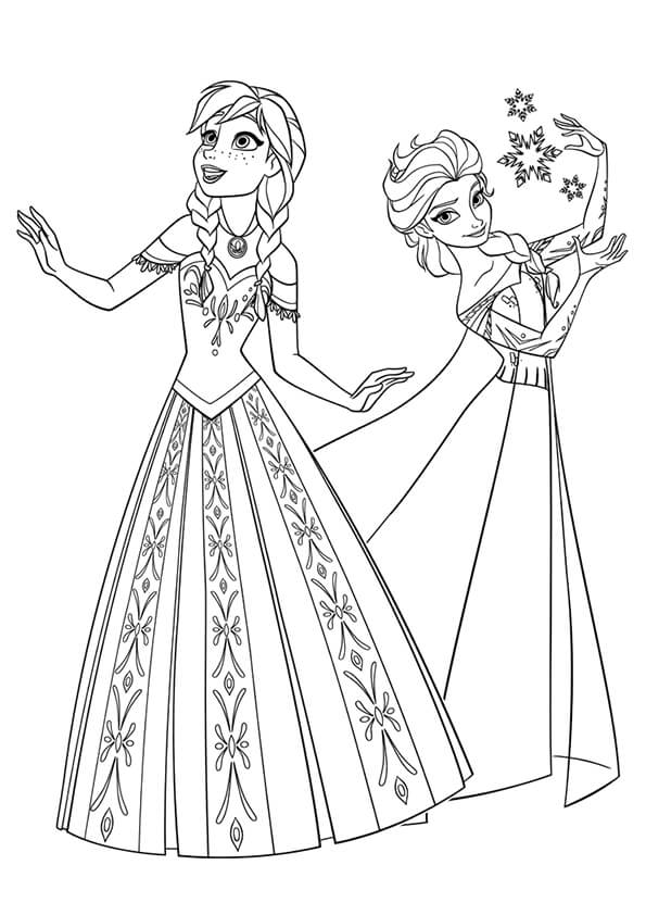 tranh tập tô màu cho bế hình công chúa Elsa Anna